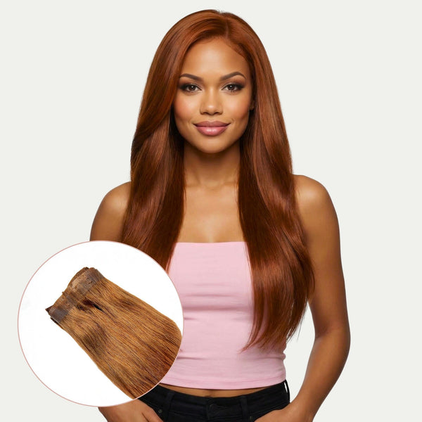 Auburn Seamless Clip-In 100% Human Hair Extensions