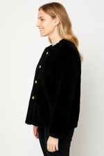 Textured Double-breasted Faux Shearling Jacket