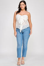 Plus Size Strapless Stretch Lace Bow Front Top