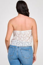 Plus Size Strapless Stretch Lace Bow Front Top