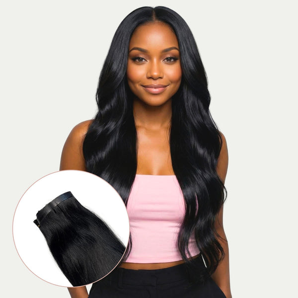 Jet Black Seamless Clip-In 100% Human Hair Extensions