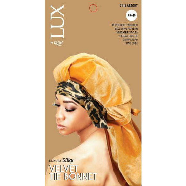 Lux by Qfitt Velvet Tie Bonnet (Braid) 7115